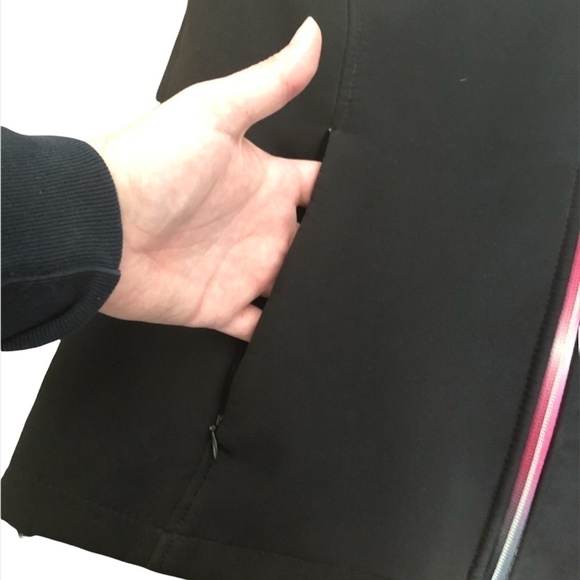 NEW BALANCE Fleece Jacket Women's Size Small Black Pink Ombre Soft Shell  Hood - Picture 10 of 15